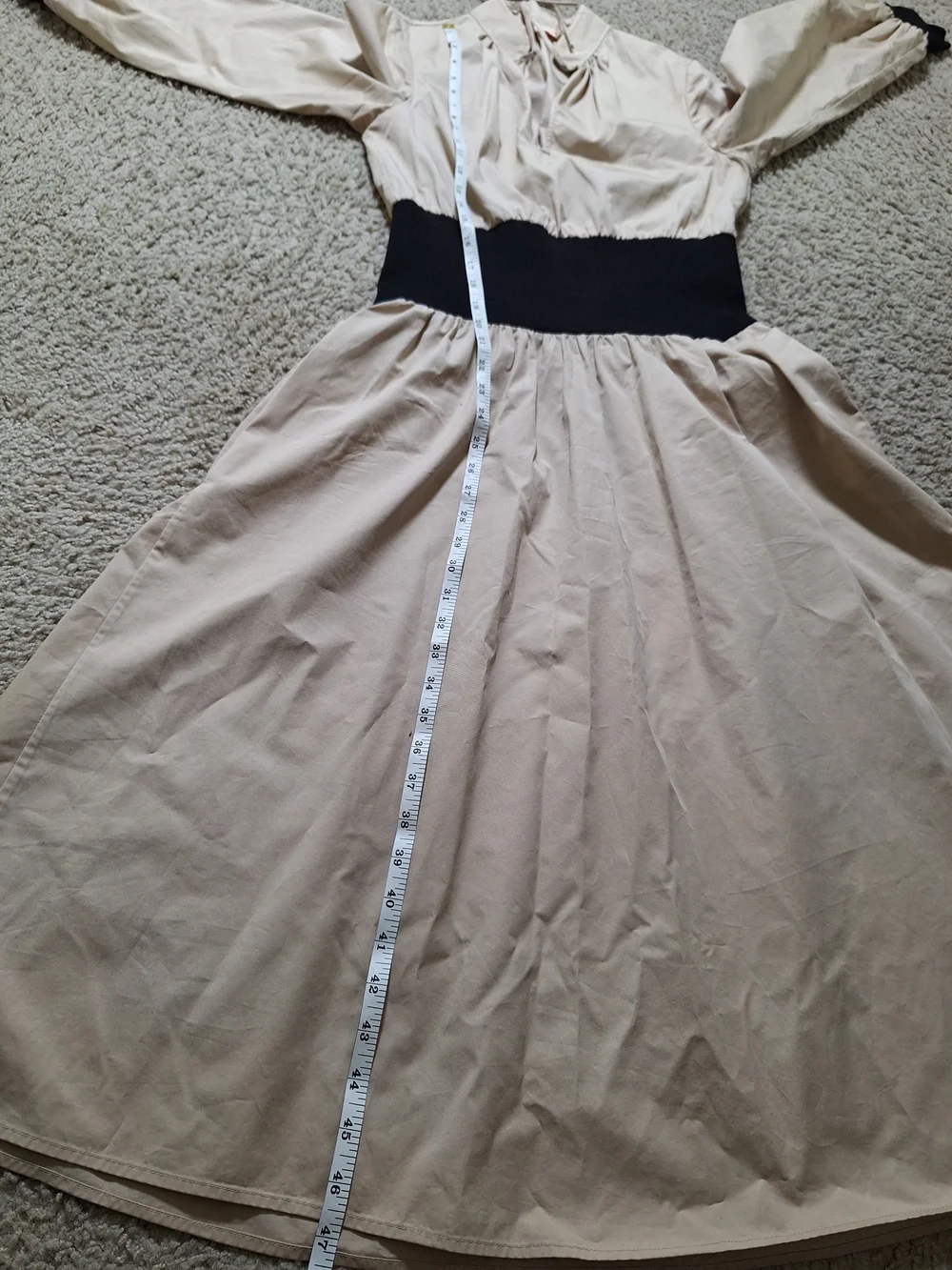 Tory Burch Tan Black Waistband and Cuffs Midi Dress Size 4